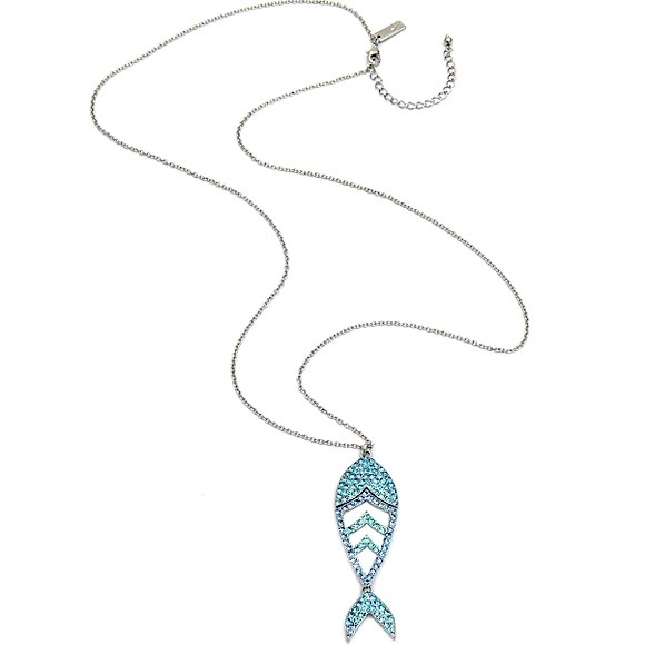 INC Long Pave Fish Pendant Necklace - Picture 10 of 11